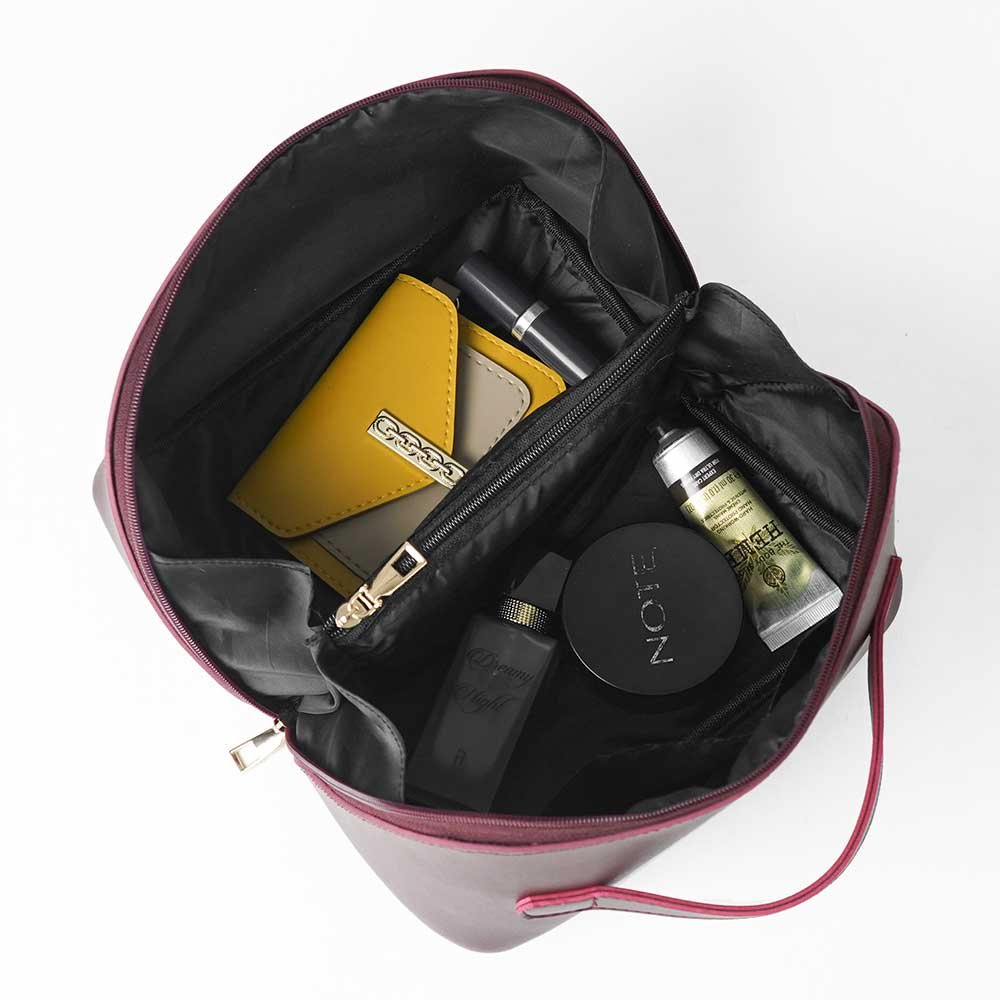 Large Capacity Travel Cosmetic Bag Maroon - Image 7