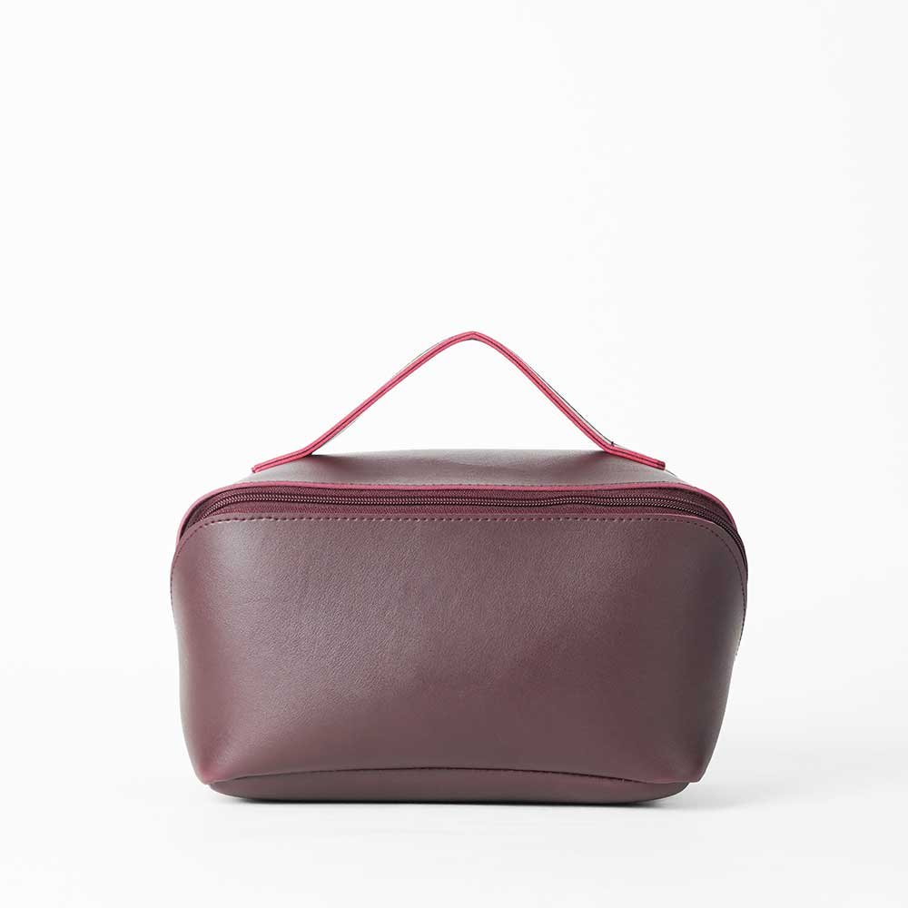 Large Capacity Travel Cosmetic Bag Maroon - Image 2